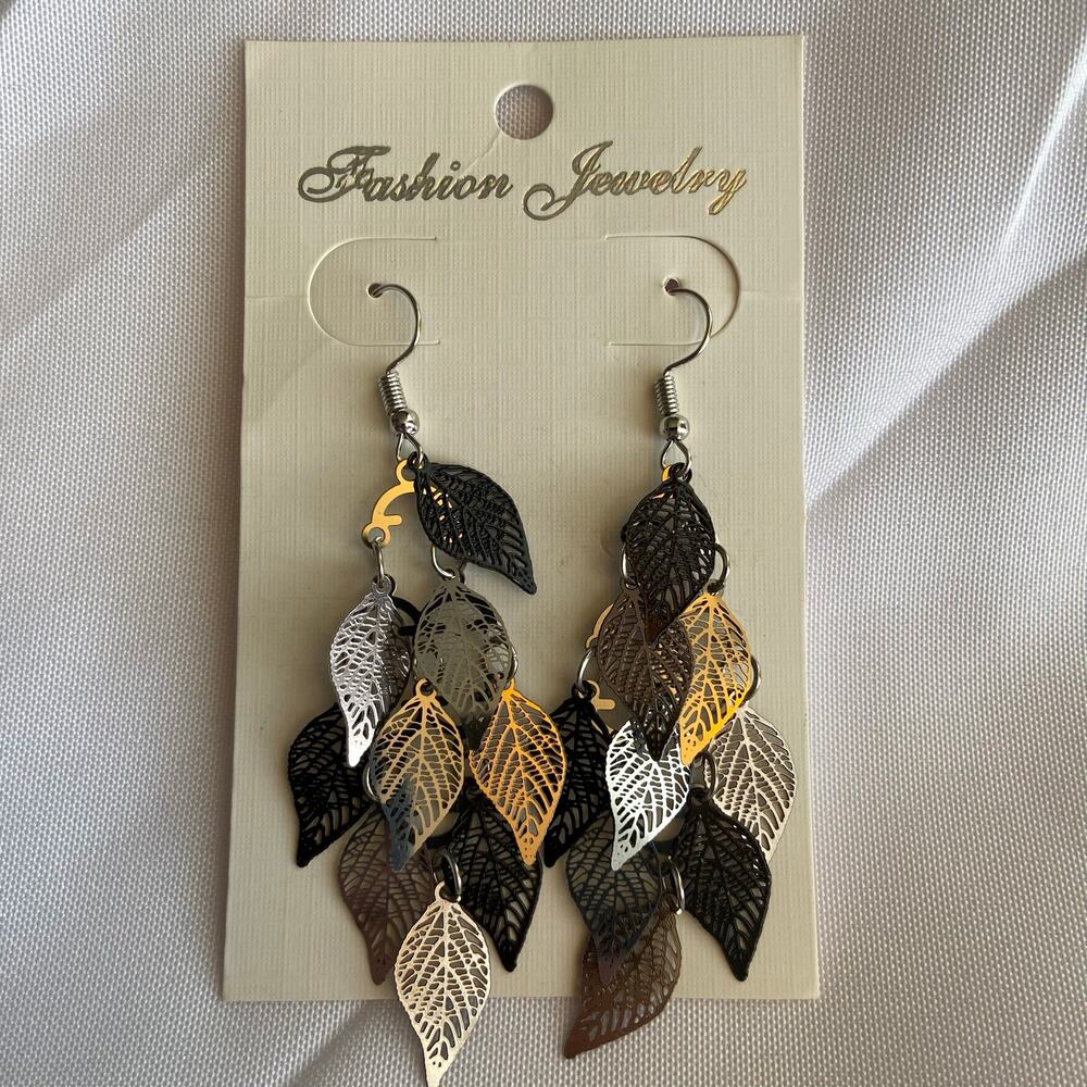 3” Silver Tone Retro Boho Drop Dangle Earrings Lightweight Statement Earrings